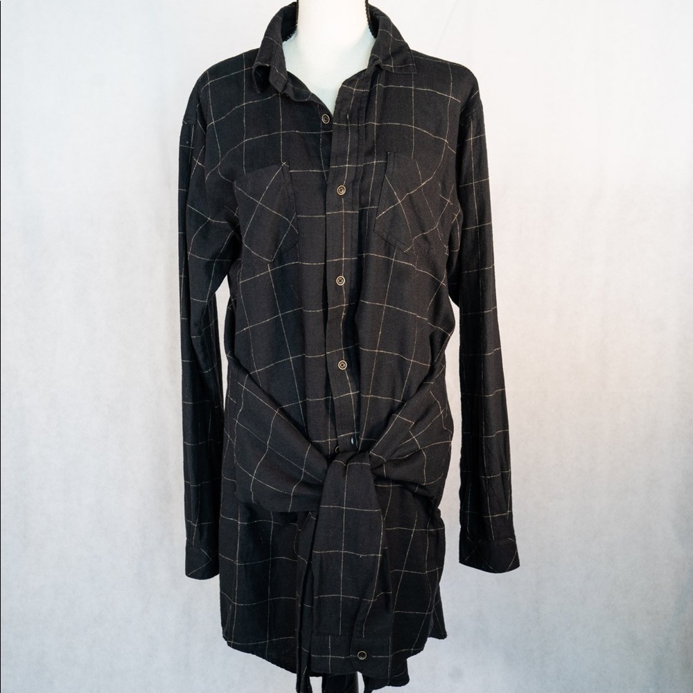 Current Elliot Black Tie Front Shirt Dress